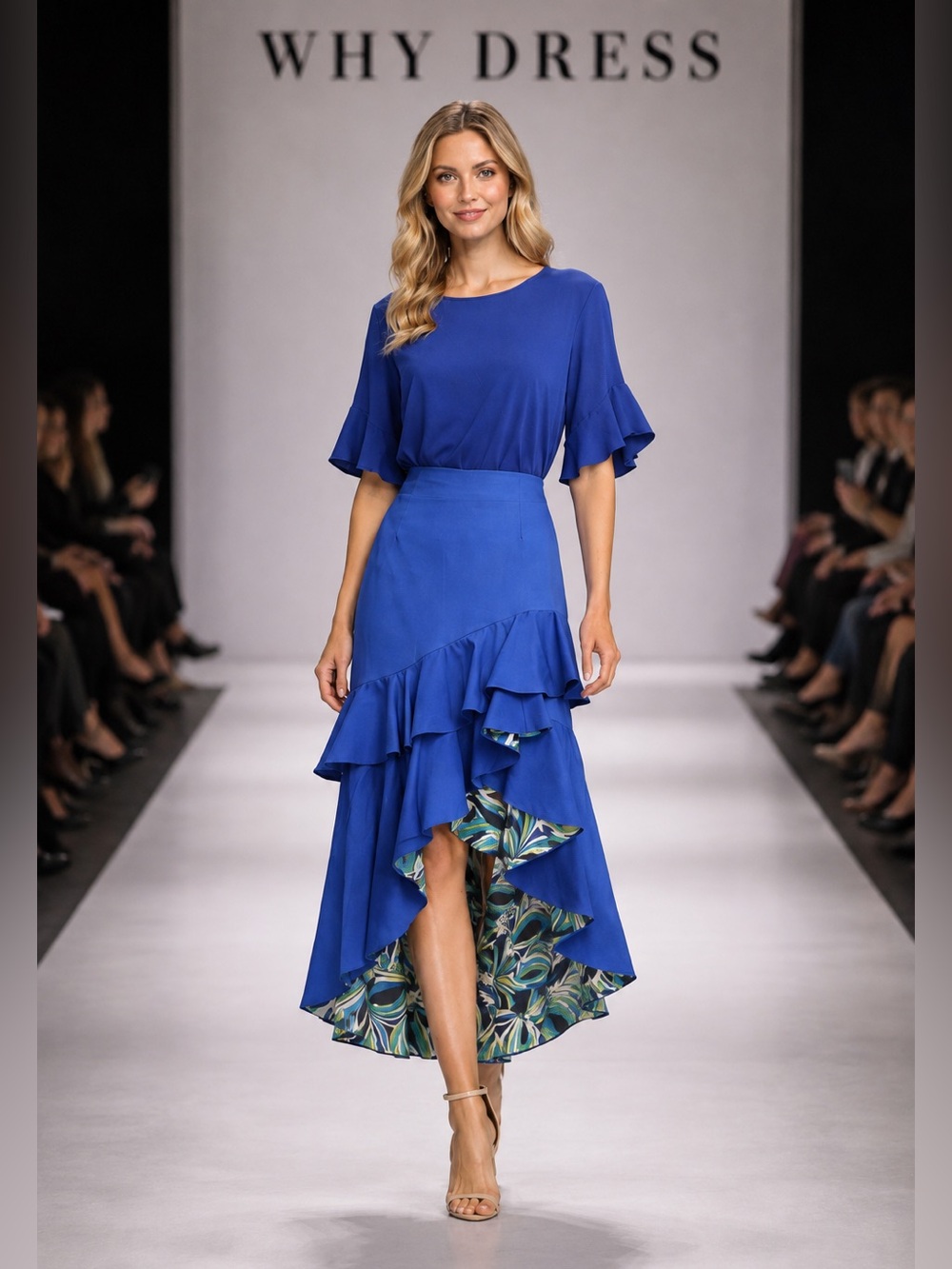“Why Dress” Blue Ruffled Skirt size small